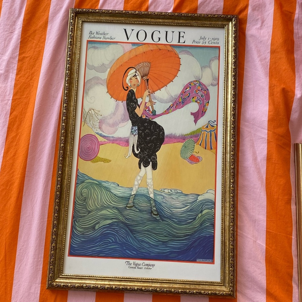 Vintage Fashion Print framed with Antique-Gold Baroque/Paisley detail (1 of 3)
